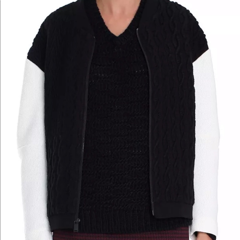 Tibi / Bomber Knit Jacket Varsity Patchwork Cable - image 1